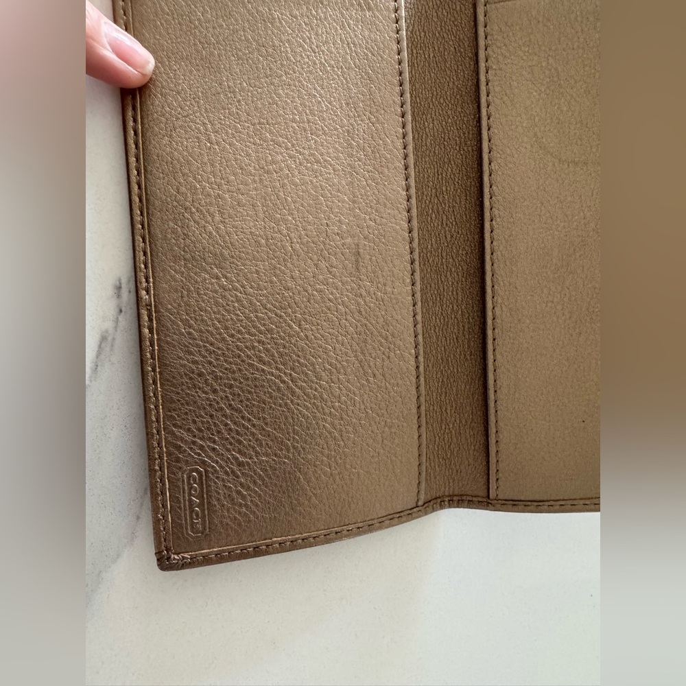 Coach Metallic Taupe Signature Continental Wallet/Checkbook Holder - Picture 2 of 4